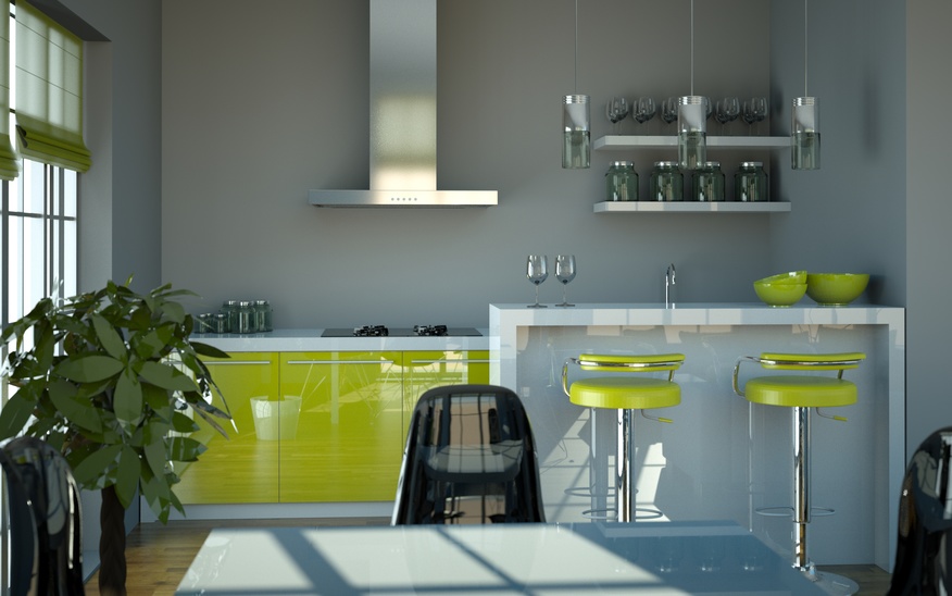 Wohndesign - Küche grün grau